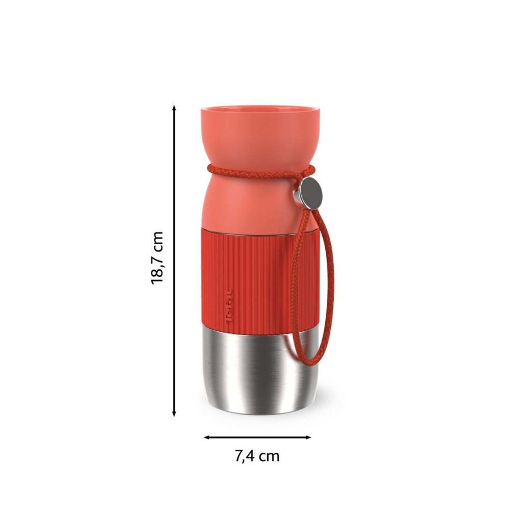 Termos Tefal beYou N2191510, inox, 0.36 L, 100% etanș, capac Quick Press, argintiu & portocaliu -  Tefal N2191510 imagine 1