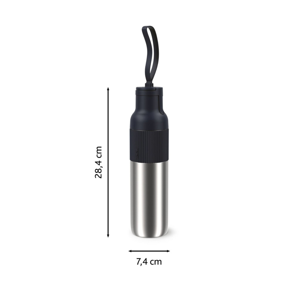 Termos Tefal beYou N3120710, inox, 0.7 L, 100% etanș, capac tip flip, argintiu & negru -  Tefal N3120710 imagine 1