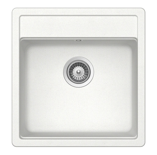 Chiuveta bucatarie Schock Nemo N-100S Cristalite Alpina 490 x 510 mm, granit, montare pe blat, alb, NEMN100SALPI -  SCHOCK NEMN100SALPI imagine