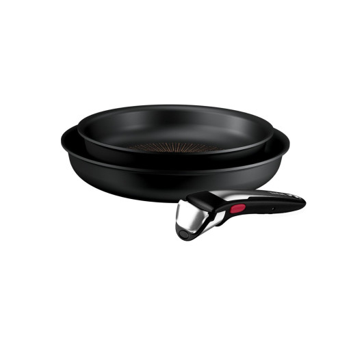 Set 3 piese Tefal Ingenio Excellence+ P0009653, tigaie de 22/26 cm, maner detasabil, tehnologie FUSIONCORE, Thermo-Signal™, invelis antiaderent, aluminiu. inductie -  Tefal P0009653 imagine