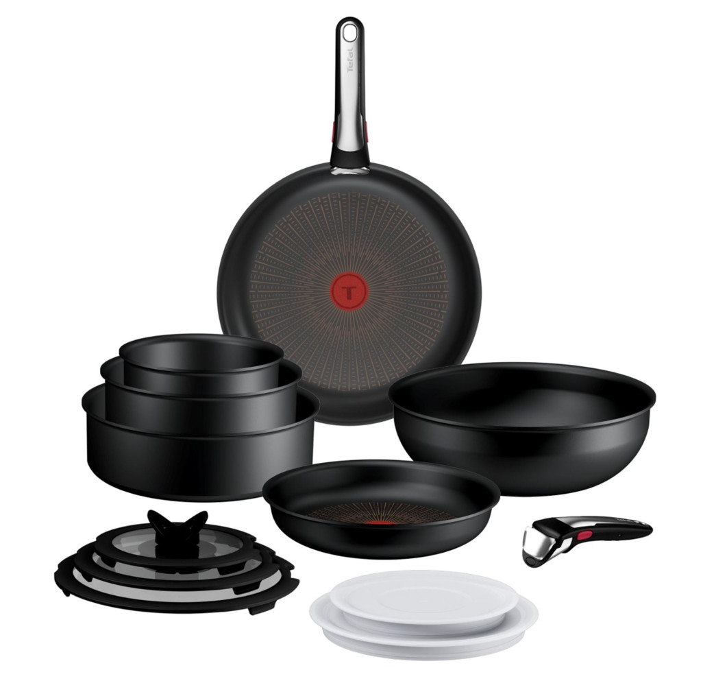 Set 13 piese Tefal Ingenio Excellence+ P0009753, tigaie de 24/28 cm, wok 26 cm, tigaie saute 24 cm, cratita 16/20 cm, capac ermetic 16/20 cm, capac sticla 16/20/24 cm, 2 manere detasabile, tehnologie  -  Tefal P0009753 imagine 1