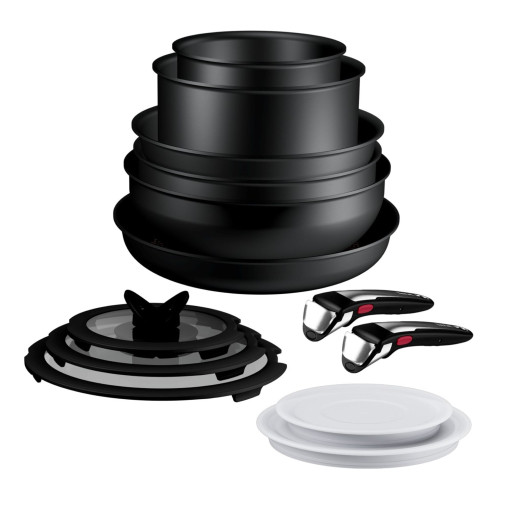 Set 13 piese Tefal Ingenio Excellence+ P0009753, tigaie de 24/28 cm, wok 26 cm, tigaie saute 24 cm, cratita 16/20 cm, capac ermetic 16/20 cm, capac sticla 16/20/24 cm, 2 manere detasabile, tehnologie  -  Tefal P0009753 imagine