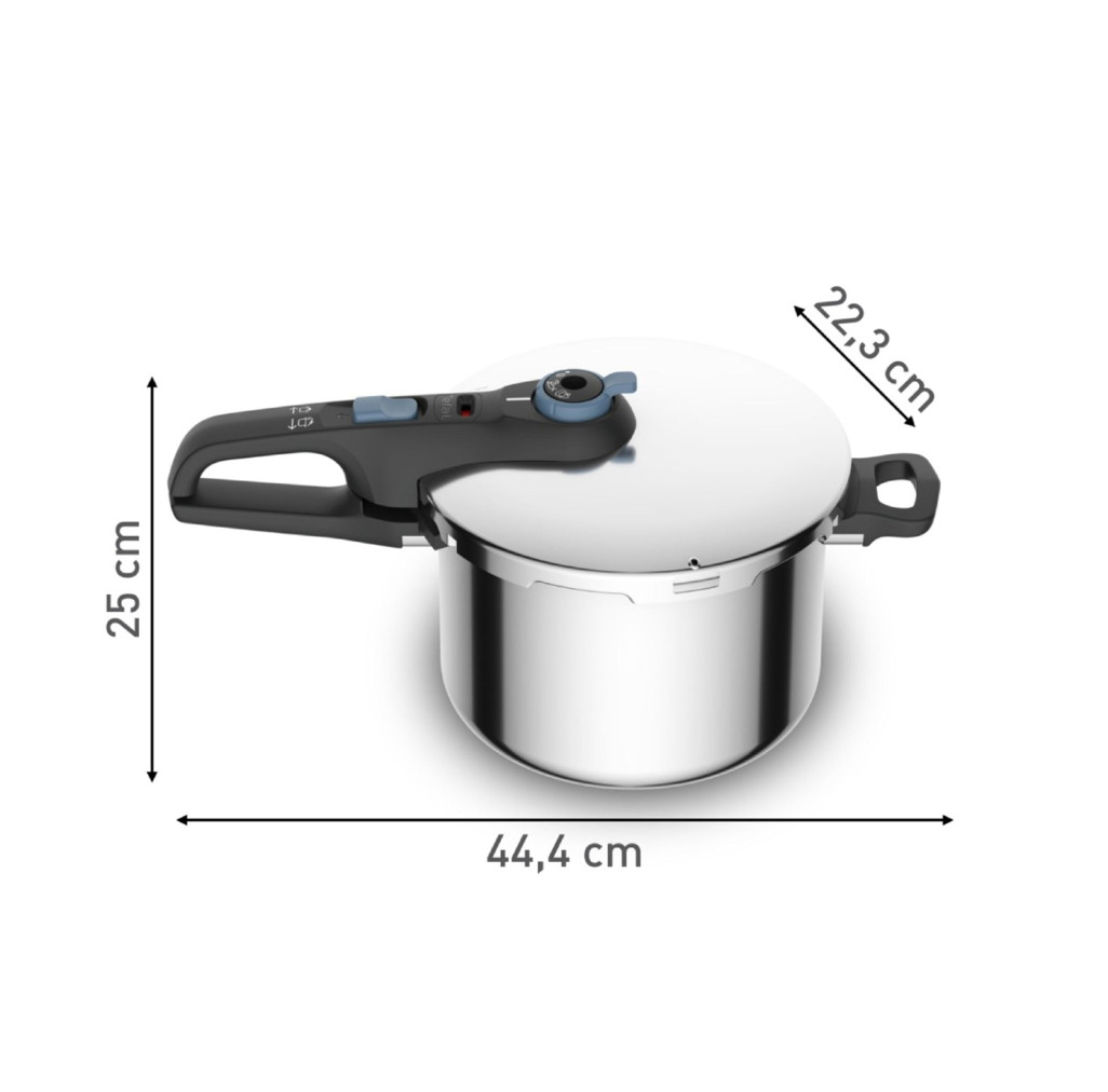Set de 2 oale sub presiune Tefal Secure Trendy P2584301, 4 / 6 L, sistem siguranta in 5 puncte, 2 programe de gatire, compatibil cu inductia, argintiu -  Tefal P2584301 imagine 1