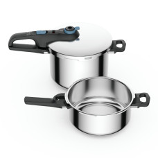 Set de 2 oale sub presiune Tefal Secure Trendy P2584301, 4 / 6 L, sistem siguranta in 5 puncte, 2 programe de gatire, compatibil cu inductia, argintiu P2584301 imagine 27216