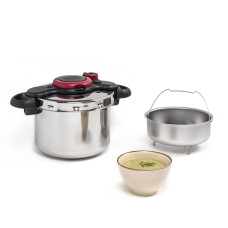 Oală sub presiune Tefal ClipsoMinut'® Easy P4624966, compatibil cu inducția, inox, indicator de presiune, 5 puncte de securitate, argintiu P4624966 imagine 27217