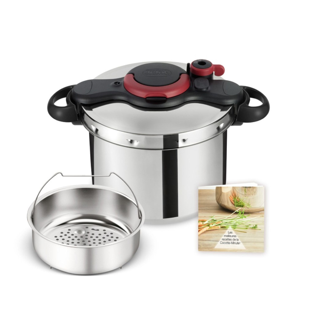 Oală sub presiune Tefal ClipsoMinut'® Easy P4624966, compatibil cu inducția, inox, indicator de presiune, 5 puncte de securitate, argintiu -  Tefal P4624966 imagine 1