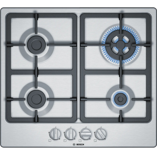 Plită pe gaz Bosch PGH6B5B90, 4 zone 60 cm seria 4 Inox - BOSCH PGH6B5B90 imagine