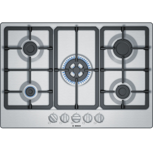 Plită pe gaz Bosch PGQ7B5B90 5 zone 75 cm seria 4 Inox - BOSCH PGQ7B5B90 imagine