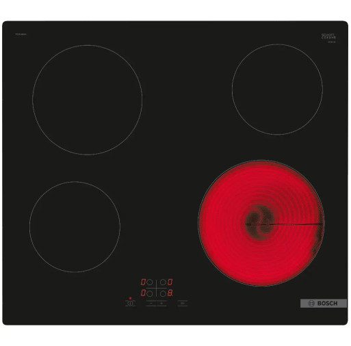Plita radianta Bosch PKE611BA2E 4 zone de gatit 60 cm seria 4 Negru PKE611BA2E imagine