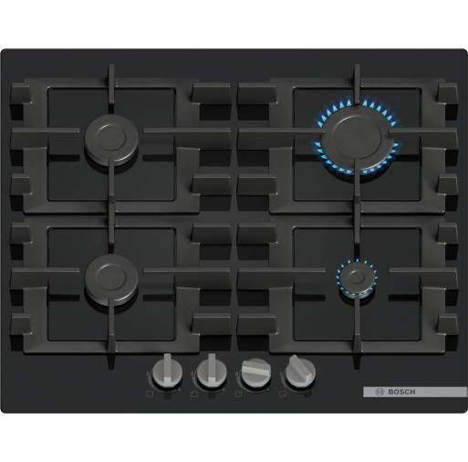 Plită pe gaz Bosch PNP6B6K40 4 zone 60 cm seria 4 Quartz Negru - BOSCH PNP6B6K40  imagine