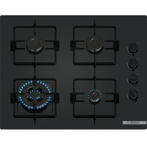 Plită pe gaz Bosch POH6B6K30 4 zone 60 cm seria 2 Quartz Negru - BOSCH POH6B6K30 imagine