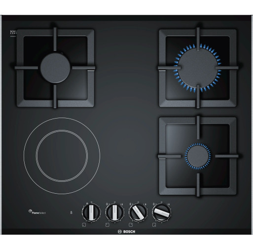 Plita mixta (gaz și electric) Bosch PSY6A6B20 4 zone 60 cm seria 6 Vitroceramică Negru - BOSCH PSY6A6B20 imagine