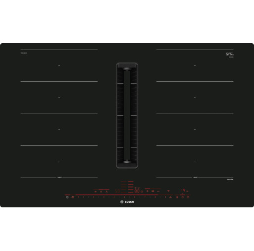 Plita pe inducție cu sistem de ventilare integrat Bosch PXX801D67E 4 zone de gatit 80 cm seria 8 Negru  - BOSCH PXX801D67E imagine