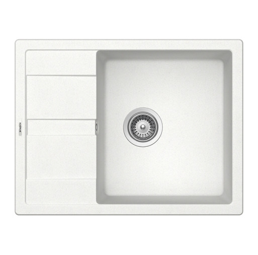 ROND100LALPI Chiuveta bucatarie Schock Ronda D-100L Cristalite Alpina 650 x 500 mm, compozit granit, reversibila, montare pe blat, alb -  SCHOCK ROND100LALPI imagine