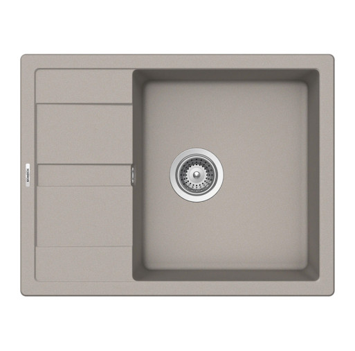 ROND100LBETO Chiuveta bucatarie Schock Ronda D-100L Cristalite Concrete 650 x 500 mm, compozit granit, reversibila, montare pe blat, gri beton -  SCHOCK ROND100LBETO imagine