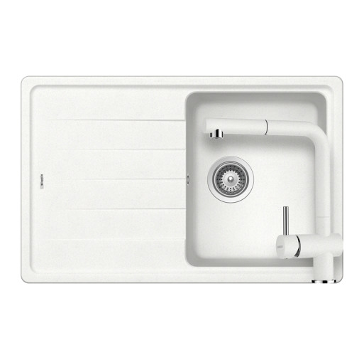 SETED100SEEXALPI Set chiuveta bucatarie Schock Element D-100S 780 x 500 mm si baterie bucatarie Schock Epos Cristalite Alpina cu cap extractibil, alb -  Schock SETED100SEEXALPI imagine