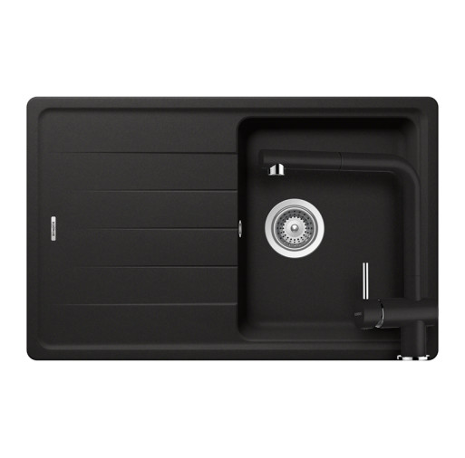 SETED100SEEXNERO Set chiuveta bucatarie Schock Element D-100S 780 x 500 mm si baterie bucatarie Schock Epos Cristalite Nero cu cap extractibil, negru -  Schock SETED100SEEXNERO imagine