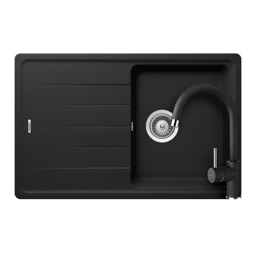SETED100SPNERO Set chiuveta bucatarie Schock Element D-100S 780 x 500 mm si baterie bucatarie Schock Plutos Cristalite Nero, negru -  Schock SETED100SPNERO imagine