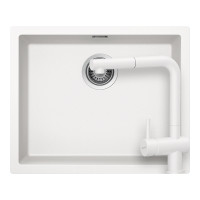 SETKN100LEEXPOLA Set chiuveta bucatarie Schock Kaia N-100L 556 x 456 mm si baterie bucatarie Schock Epos Cristadur Polaris cu cap extractibil, alb polar SETKN100LEEXPOLA imagine 28941