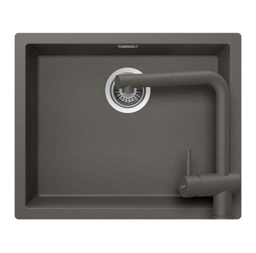 SETKN100LEEXSILV Set chiuveta bucatarie Schock Kaia N-100L 556 x 456 mm si baterie bucatarie Schock Epos Cristadur Silverstone cu cap extractibil, gri inchis -  Schock SETKN100LEEXSILV  imagine