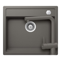 SETMN100EEXSILV Set chiuveta bucatarie Schock Mono N-100 570 x 510 mm si baterie bucatarie Schock Epos Cristadur Silverstone cu cap extractibil, gri inchis SETMN100EEXSILV imagine 28956