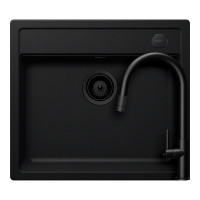 SETMN100PUTENEG Set chiuveta bucatarie Schock Mono N-100 570 x 510 mm Cristadur Puro, negru intens cu parti vizibile si baterie bucatarie Schock Talia cu cap extractibil negru SETMN100PUTENEG imagine 28968