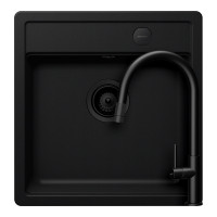 SETMN100SPUTENEG Set chiuveta bucatarie Schock Mono N-100S 490 x 510 mm Cristadur Puro, negru intens cu parti vizibile si baterie bucatarie Schock Talia cu cap extractibil negru SETMN100SPUTENEG imagine 28953