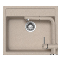 SETNN100EEXSABB Set chiuveta bucatarie Schock Nemo N-100 570 x 510 mm si baterie bucatarie Schock Epos Cristalite Sabbia cu cap extractibil, nisip SETNN100EEXSABB  imagine 28775
