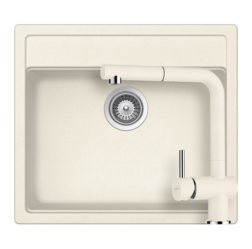 SETNN100EEXVANI Set chiuveta bucatarie Schock Nemo N-100 570 x 510 mm si baterie bucatarie Schock Epos Cristalite Vanilla cu cap extractibil, bej deschis -  Schock SETNN100EEXVANI imagine