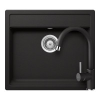 SETNN100PNERO Chiuveta bucatarie Schock Nemo N-100 Cristalite Nero 570 x 510 mm, granit, montare pe blat, negru+Baterie bucatarie Schock Plutos Cristalite Nero, aspect granit, cartus ceramic, negru SETNN100PNERO imagine 28778
