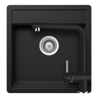 SETNN100SEEXNERO Set chiuveta bucatarie Schock Nemo N-100S 490 x 510 mm si baterie bucatarie Schock Epos Cristalite Nero cu cap extractibil, negru SETNN100SEEXNERO imagine 28573