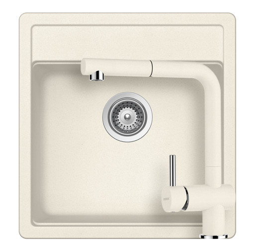 SETNN100SEEXVANI Set chiuveta bucatarie Schock Nemo N-100S 490 x 510 mm si baterie bucatarie Schock Epos Cristalite Vanilla cu cap extractibil, bej deschis -  Schock SETNN100SEEXVANI imagine