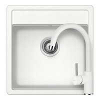 SETNN100SPALPI Set chiuveta bucatarie Schock Nemo N-100S 490 x 510 mm si baterie bucatarie Schock Plutos Cristalite Alpina, alb SETNN100SPALPI imagine 28772