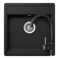 SETNN100SPNERO Set chiuveta bucatarie Schock Nemo N-100S 490 x 510 mm si baterie bucatarie Schock Plutos Cristalite Nero, negru SETNN100SPNERO imagine 28647