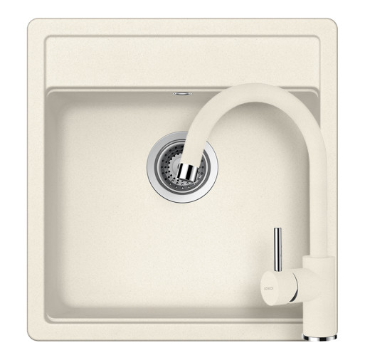 SETNN100SPVANI Set chiuveta bucatarie Schock Nemo N-100S 490 x 510 mm si baterie bucatarie Schock Plutos Cristalite Vanilla, bej deschis -  Schock SETNN100SPVANI  imagine