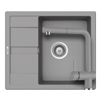 SETRD100EEXCROM Set chiuveta bucatarie Schock Ronda D-100 580 x 500 mm si baterie bucatarie Schock Epos Cristalite Croma cu cap extractibil, gri SETRD100EEXCROM imagine 28784