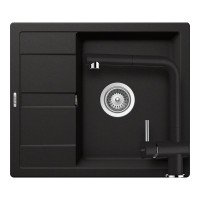 SETRD100EEXNERO Set chiuveta bucatarie Schock Ronda D-100 580 x 500 mm si baterie bucatarie Schock Epos Cristalite Nero cu cap extractibil, negru SETRD100EEXNERO imagine 28783