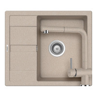 SETRD100EEXSABB Set chiuveta bucatarie Schock Ronda D-100 580 x 500 mm si baterie bucatarie Schock Epos Cristalite Sabbia cu cap extractibil, nisip SETRD100EEXSABB  imagine 28785