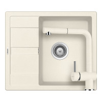 SETRD100EEXVANI Set chiuveta bucatarie Schock Ronda D-100 580 x 500 mm si baterie bucatarie Schock Epos Cristalite Vanilla cu cap extractibil, bej deschis SETRD100EEXVANI imagine 28786