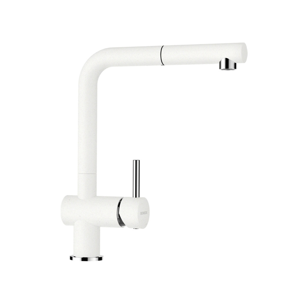 SETRD100LEEXALPI Set chiuveta bucatarie Schock Ronda D-100L 650 x 500 mm si baterie bucatarie Schock Epos Cristalite Alpina cu cap extractibil, alb -  Schock SETRD100LEEXALPI imagine 1