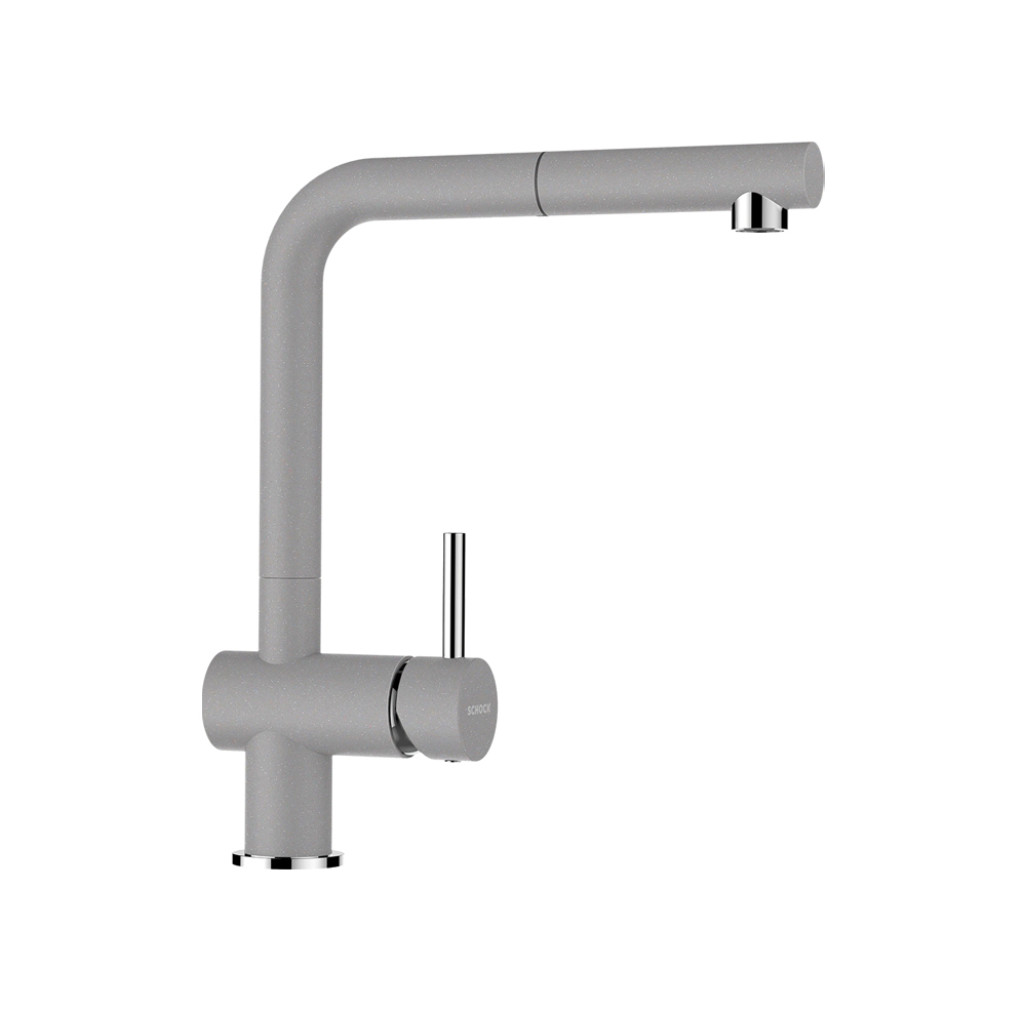 SETRD100LEEXCROM Set chiuveta bucatarie Schock Ronda D-100L 650 x 500 mm si baterie bucatarie Schock Epos Cristalite Croma cu cap extractibil, gri -  Schock SETRD100LEEXCROM imagine 1