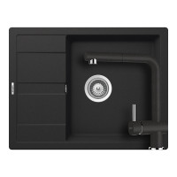 SETRD100LEEXNERO Set chiuveta bucatarie Schock Ronda D-100L 650 x 500 mm si baterie bucatarie Schock Epos Cristalite Nero cu cap extractibil, negru SETRD100LEEXNERO imagine 28793