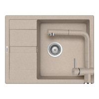 SETRD100LEEXSABB Set chiuveta bucatarie Schock Ronda D-100L 650 x 500 mm si baterie bucatarie Schock Epos Cristalite Sabbia cu cap extractibil, nisip SETRD100LEEXSABB imagine 28795