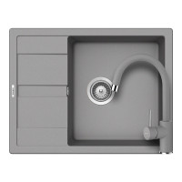 SETRD100LPCROM Chiuveta bucatarie Schock Ronda D-100L Cristalite Croma 650 x 500 mm, granit, reversibila, montare pe blat, gri+Baterie bucatarie Schock Plutos Cristalite Croma, aspect granit, cartus c SETRD100LPCROM imagine 28799