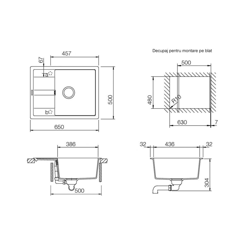 SETRD100LPCROM Chiuveta bucatarie Schock Ronda D-100L Cristalite Croma 650 x 500 mm, granit, reversibila, montare pe blat, gri+Baterie bucatarie Schock Plutos Cristalite Croma, aspect granit, cartus c -  Schock SETRD100LPCROM imagine 1