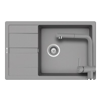SETRD100XLEEXCROM Set chiuveta bucatarie Schock Ronda D-100XL 780 x 500 mm si baterie bucatarie Schock Epos Cristalite Croma cu cap extractibil, gri SETRD100XLEEXCROM imagine 28918