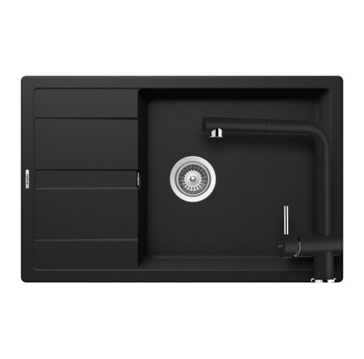 SETRD100XLEEXNERO SET Chiuveta bucatarie Schock Ronda D-100XL Cristalite Nero 780 x 500 mm, granit, reversibila, montare pe blat, negru+Baterie bucatarie Schock Epos Cristalite Nero cu cap extractibil -  Schock SETRD100XLEEXNERO imagine