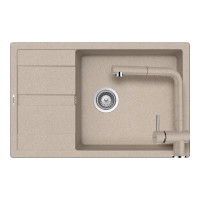SETRD100XLEEXSABB Set chiuveta bucatarie Schock Ronda D-100XL 780 x 500 mm si baterie bucatarie Schock Epos Cristalite Sabbia cu cap extractibil, nisip SETRD100XLEEXSABB imagine 28919