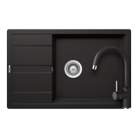 SETRD100XLPNERO Chiuveta bucatarie Schock Ronda D-100XL Cristalite Nero 780 x 500 mm, granit, reversibila, montare pe blat, negru + Baterie bucatarie Schock Plutos Cristalite Nero, aspect granit, cart SETRD100XLPNERO imagine 28932