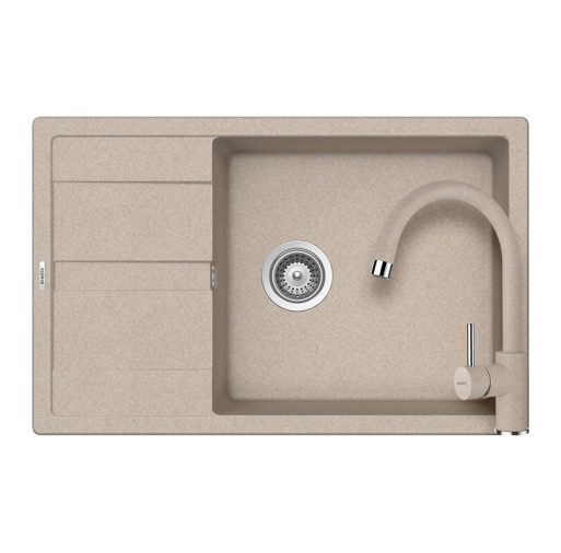 SETRD100XLPSABB Set chiuveta bucatarie Schock Ronda D-100XL 780 x 500 mm si baterie bucatarie Schock Plutos Cristalite Sabbia, nisip -  Schock SETRD100XLPSABB imagine
